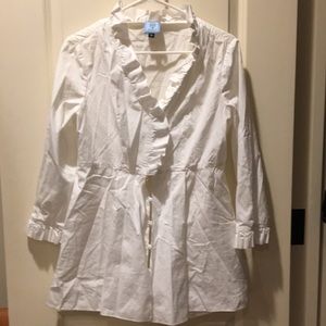 Ginny H ruffled flared button down long sleeves blouse top cloth buttons size 12